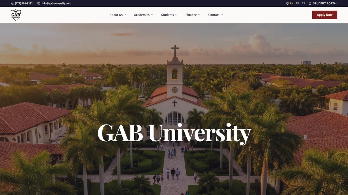 GAB University website home page